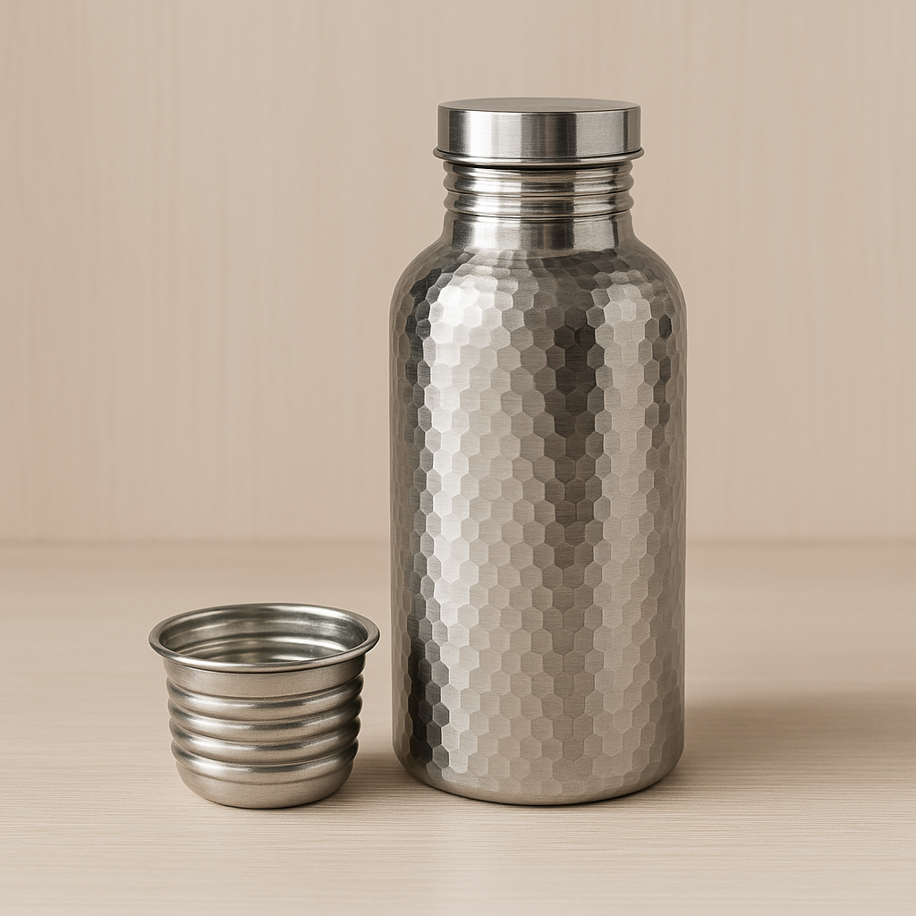 Kalaylı El Dövmeli Saf Bakır Gümüş Matara (1,6L)