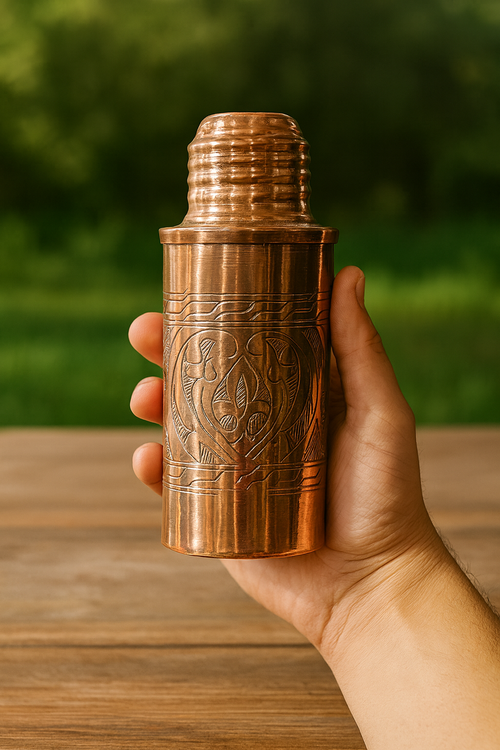 İşlemeli Saf Bakır Matara (450ML)