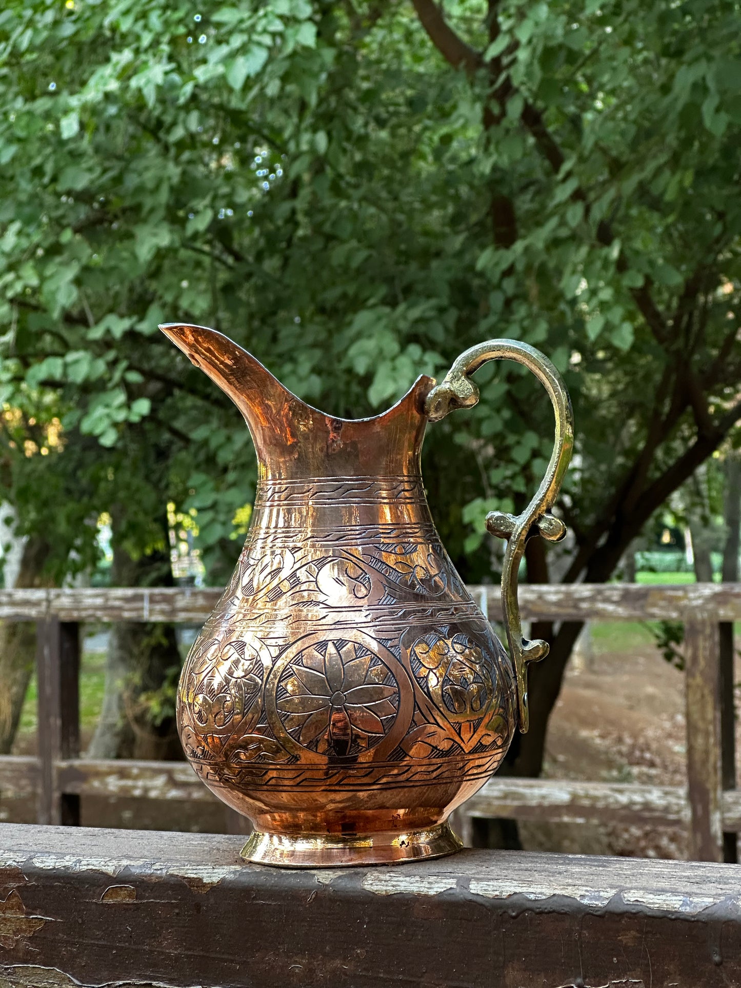 Kalaylı Saf Bakır İşlemeli Sürahi(1,5 Lt)