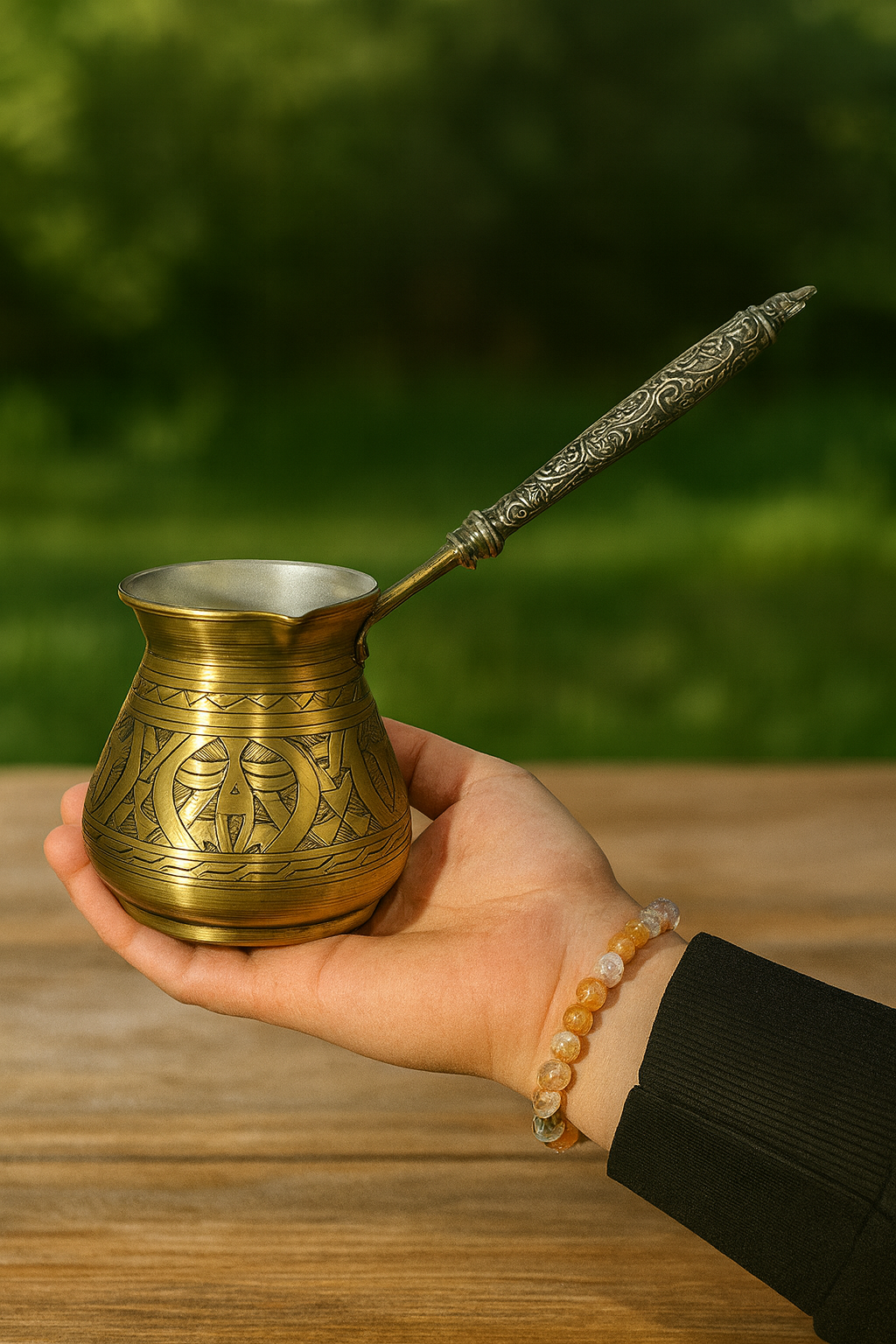 Sarı İşlemeli Cezve 12 Fincan