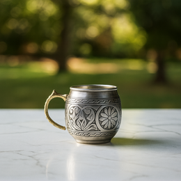 Bakır İşlemeli Gümüş Bardak