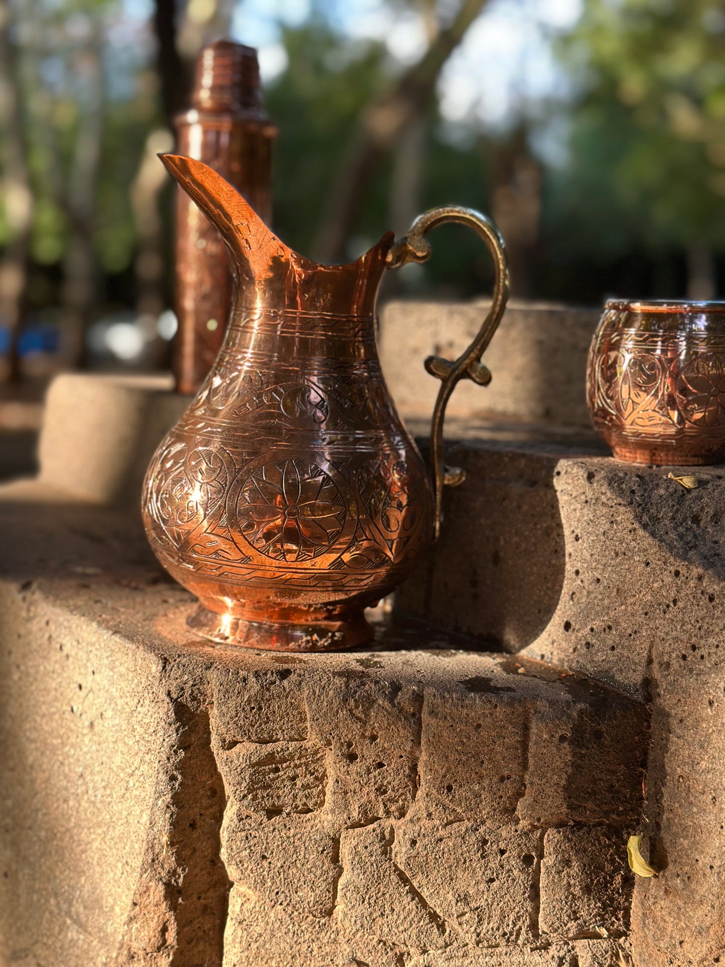 Kalaylı Saf Bakır İşlemeli Sürahi(1,5 Lt)